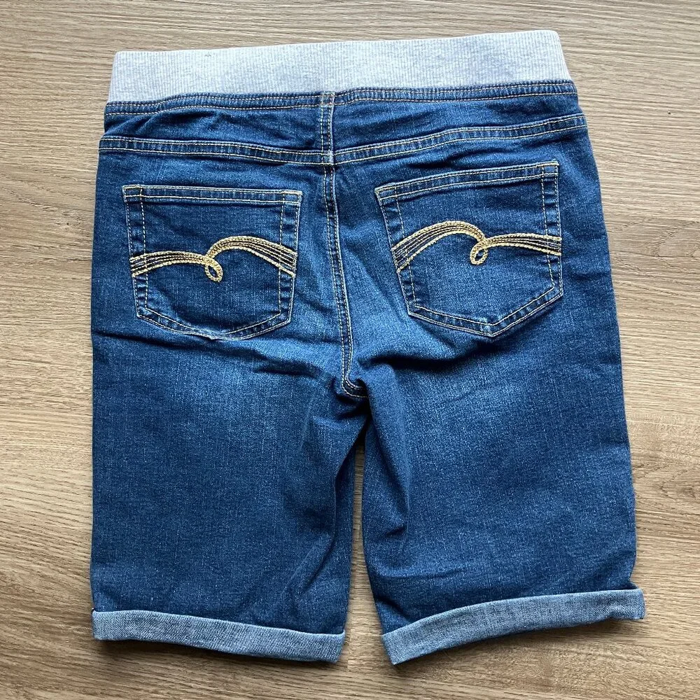 Justice Knit Waist Denim Shorts Size 14